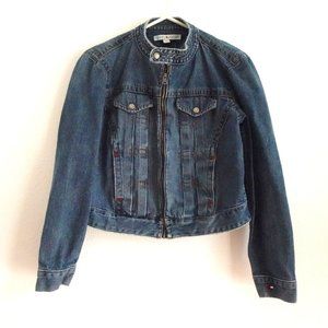 Tommy Hilfiger Denim Jacket Women's Size M Blue Zip Front Y2K
